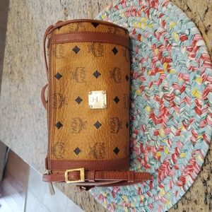 MCM Visetos Barrel Bag in Cognac in Excellent Vintage Condition